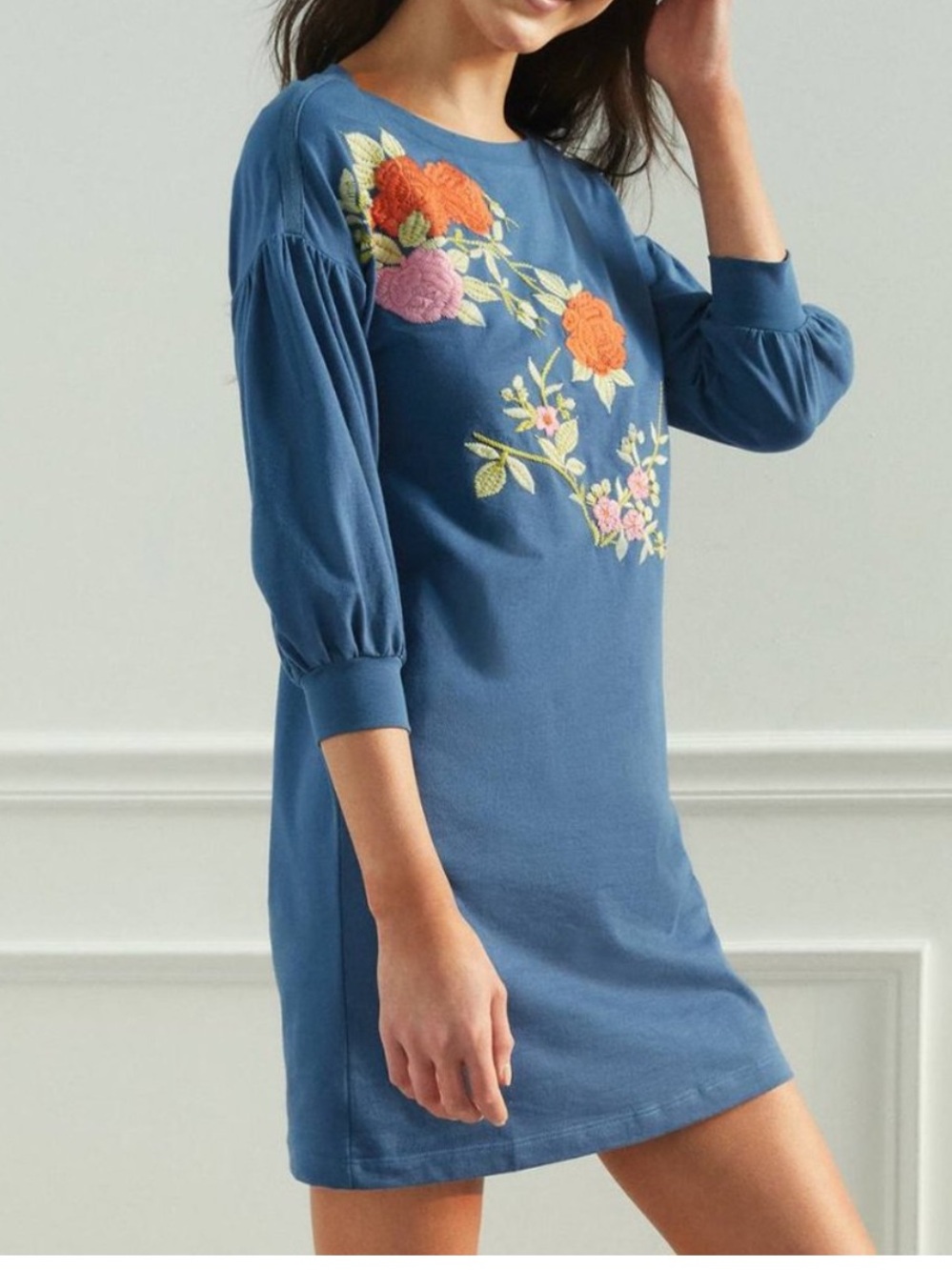 Tiny for Saturday Sunday by Anthropologie Blue Floral Embroidered Mini Dress